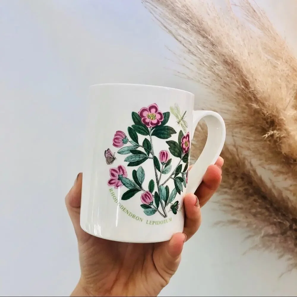 PORTMEIRION Botanical Garden Floral Flower Illustrated Ceramic White Mug UK